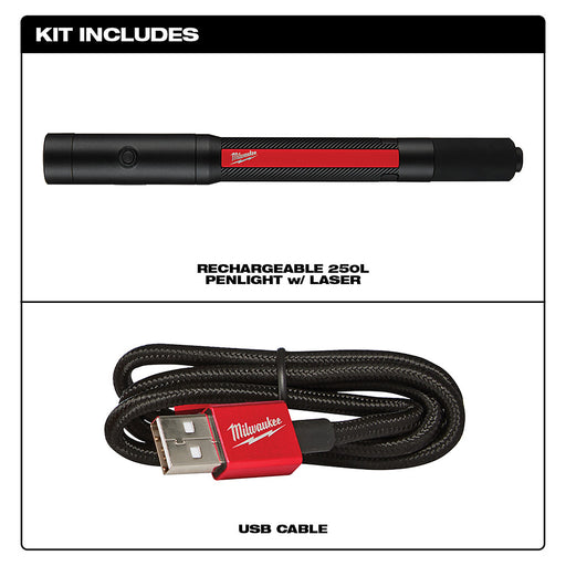 Milwaukee 2010R Milwaukee® Rechargeable 250L Penlight w/ Laser - 2