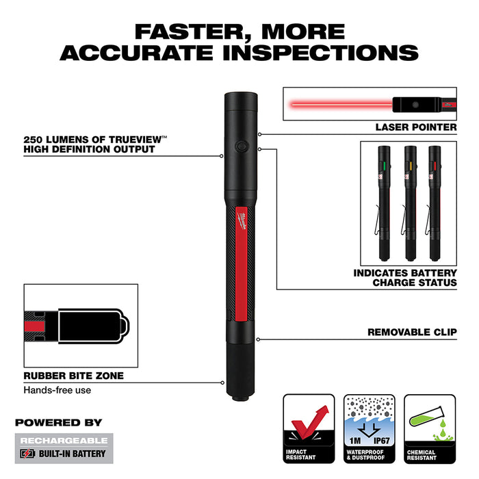 Milwaukee 2010R Milwaukee® Rechargeable 250L Penlight w/ Laser - 3