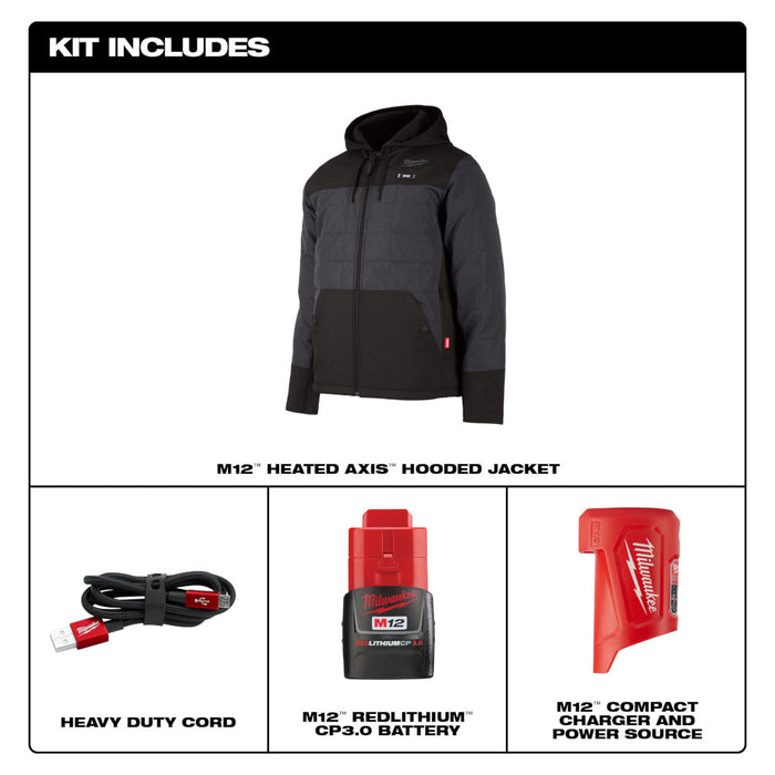 Milwaukee 205G-21 M12 Heated AXIS Hooded Jacket Kit Gray - 8