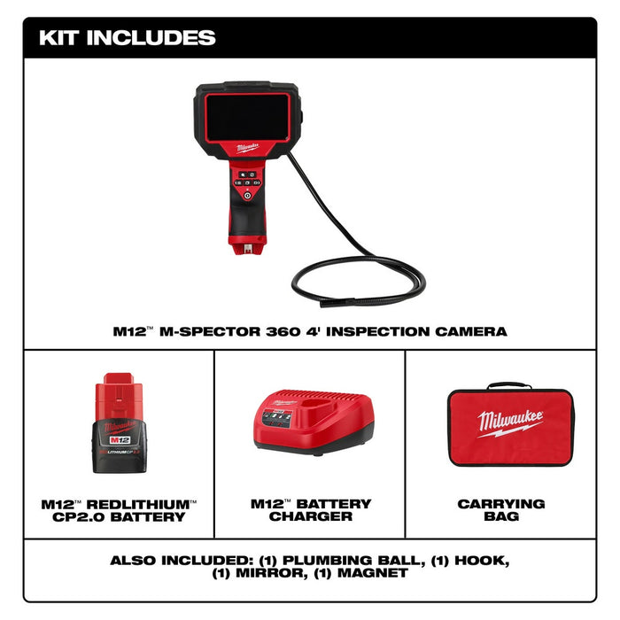 Milwaukee 2323-21 M12 M-Spector 360 4' Inspection Camera - 2