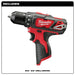 Milwaukee 2407-20 M12 3/8” Drill/Driver (Bare) - 2