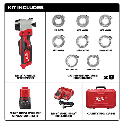 Milwaukee 2435X-21 M12 Cable Stripper Kit for Cu RHW / RHH / USE - 2