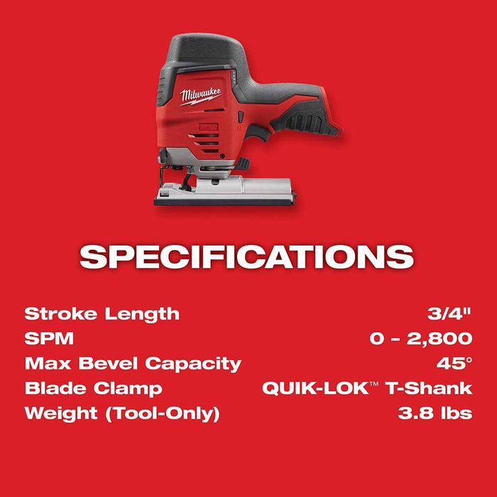 Milwaukee 2445-20 M12 Cordless High Performance Jig Saw - 3