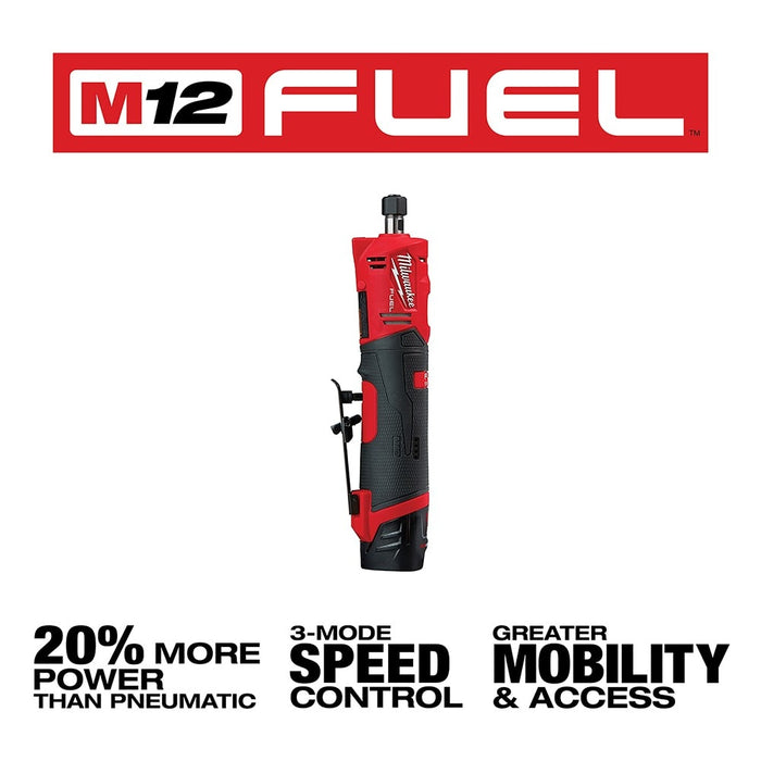 Milwaukee 2486-22 M12 FUEL Straight Die Grinder, 2 Battery Kit - 3