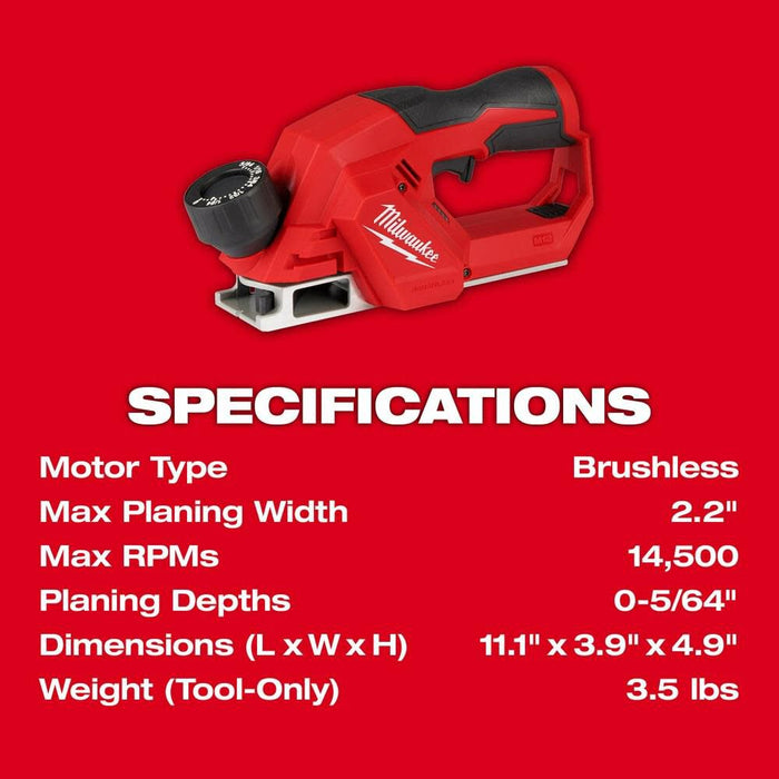 Milwaukee 2524-20 M12 Brushless 2" Planer - 6