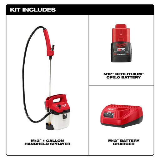 Milwaukee 2528-21G1 M12 1 Gallon Handheld Sprayer Kit - 2