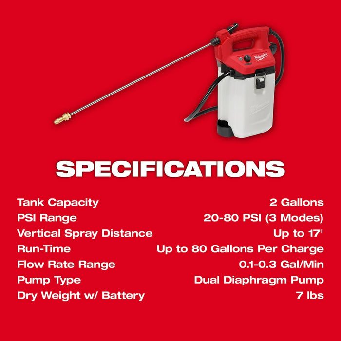 Milwaukee 2528-21G2 M12 2 Gallon Handheld Sprayer Kit - 6