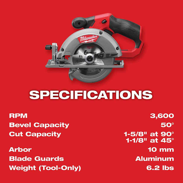 Milwaukee 2530-20 M12 FUEL 5-3/8" Circular Saw-Tool Only - 8