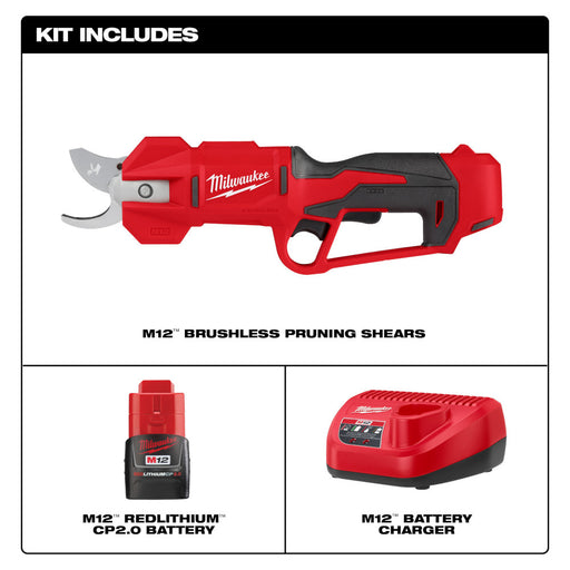 Milwaukee 2534-21 M12 Brushless Pruning Shears Kit - 2