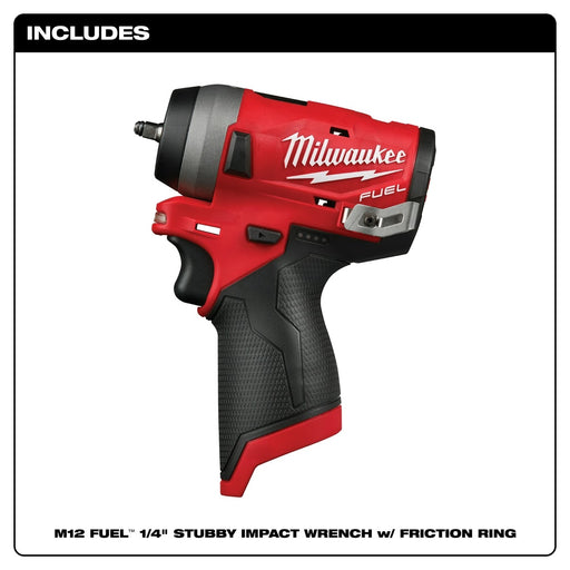 Milwaukee 2552-20 M12 FUEL Stubby 1/4" Impact Wrench - 2