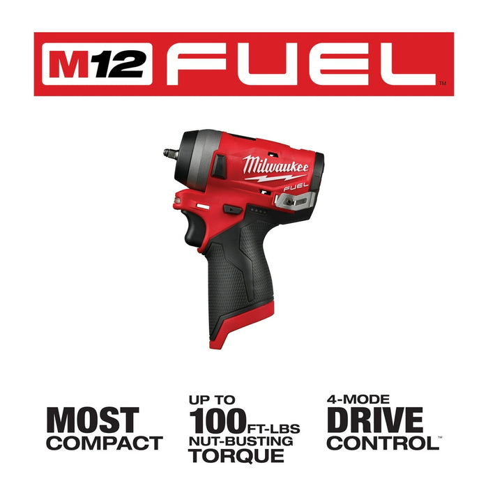 Milwaukee 2552-20 M12 FUEL Stubby 1/4" Impact Wrench - 3