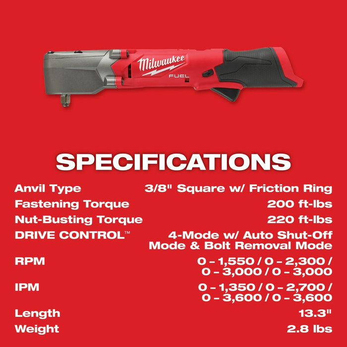 Milwaukee 2564-20 M12 FUEL 3/8" Right Angle Impact Wrench w/Friction Ring (Bare Tool) - 9