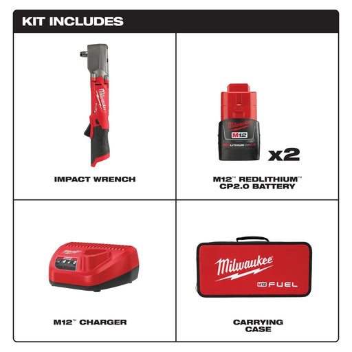 Milwaukee 2565-22 M12 FUEL 1/2" Right Angle Impact Wrench Kit - 2