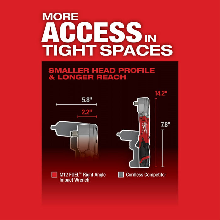 Milwaukee 2565-22 M12 FUEL 1/2" Right Angle Impact Wrench Kit - 6