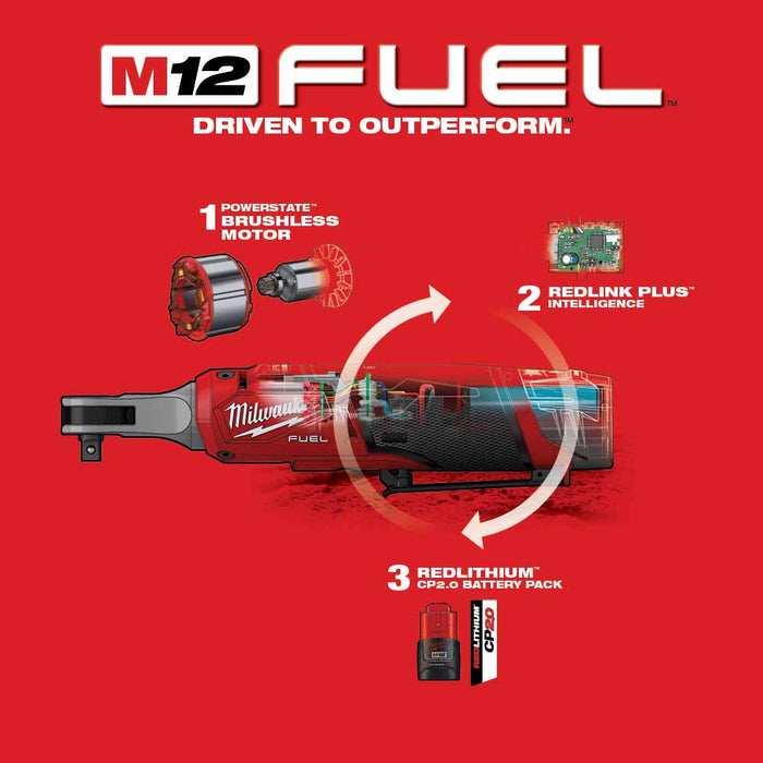 Milwaukee 2567-22 M12 FUEL™ 3/8" High Speed Ratchet (Kit) - 9