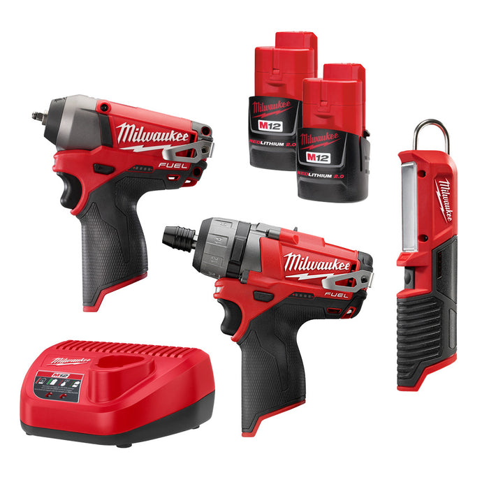 Milwaukee 2591-23 M12 FUEL Screwdriver, Impact, & Light  Combo Kit