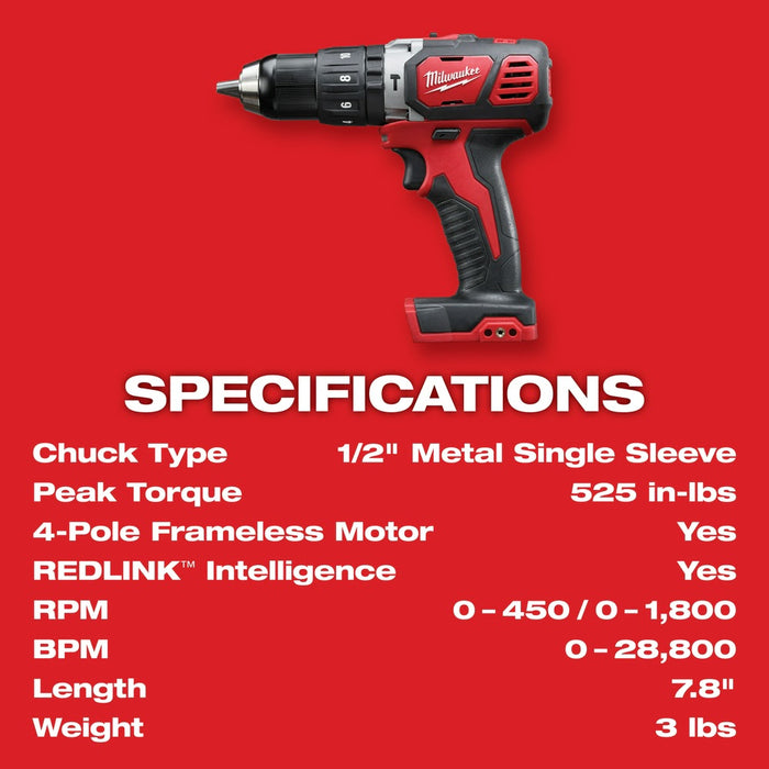 Milwaukee 2607-20 M18 1/2" Compact Hammer Drill/Driver (Tool Only) - 4