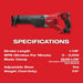 Milwaukee 2621-20 M18 SAWZALL Reciprocating Saw (Bare Tool) - 4