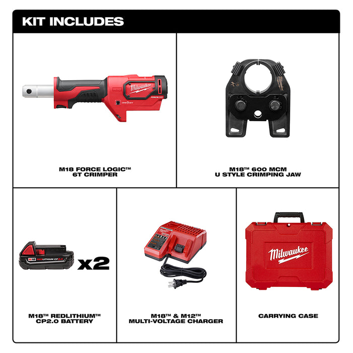 Milwaukee 2679-22 M18 FORCE LOGIC 600 MCM Crimper Kit - 3