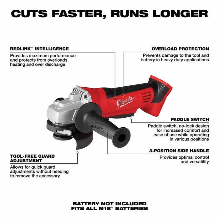 Milwaukee 2680-20 M18 4-1/2" Cordless Cut-Off/Grinder (Bare Tool) - 3