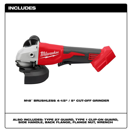 Milwaukee 2686-20 M18 Brushless 4-1/2" / 5" Cut-Off Grinder, Paddle Switch - 2