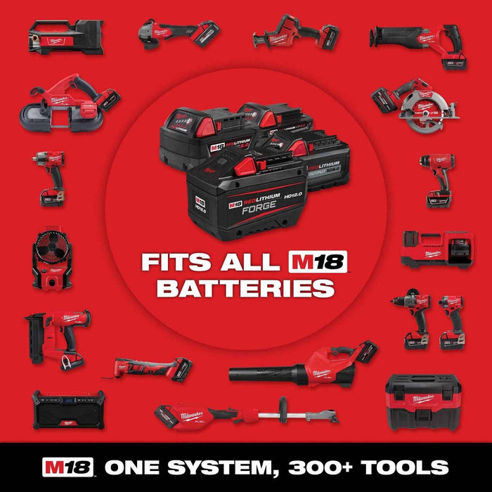 Milwaukee 2695-24 M18 Cordless Combo Compact Hammer Drill/Hackzall/1/4 Hex Impact Driver/Work Light/Charger/2 Battery - 12