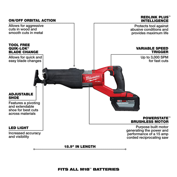 Milwaukee 2722-21HD M18 FUEL Super Sawzall Kit - 7