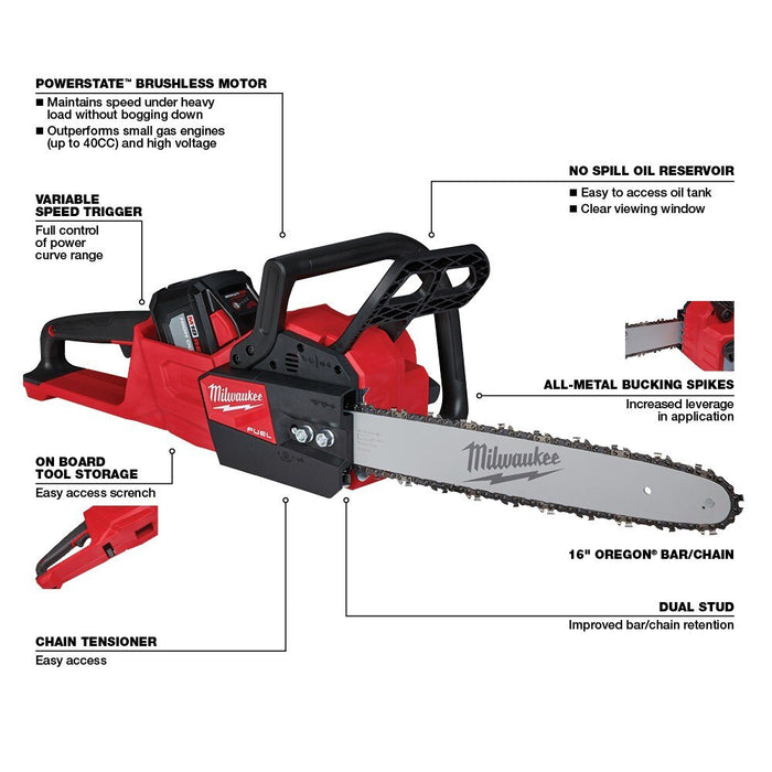 Milwaukee 2727-21HD M18 FUEL 16" Chainsaw Kit - 7