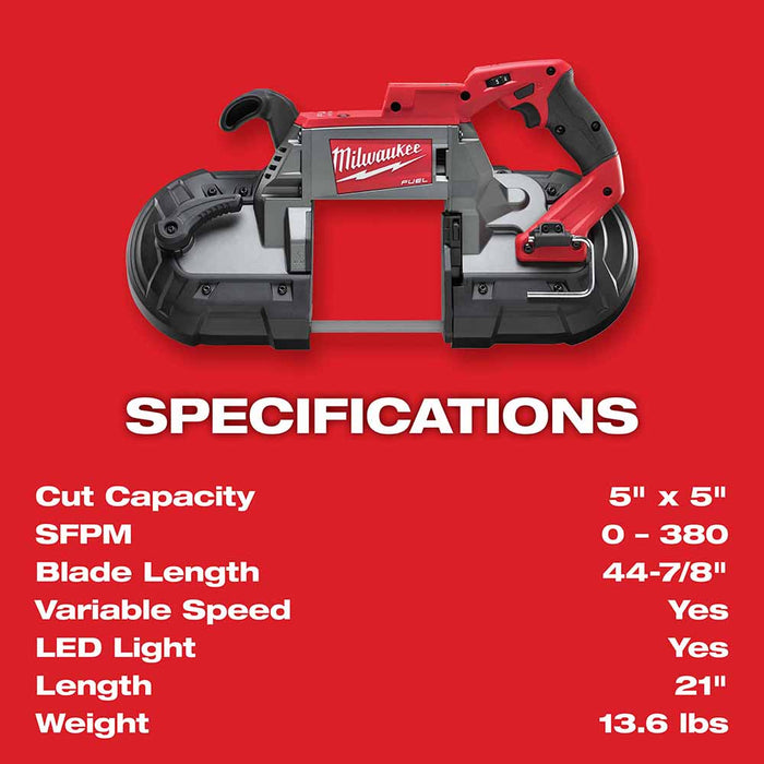 Milwaukee 2729-22 M18 FUEL Deep Cut Band Saw 2 BAT KIT - 15