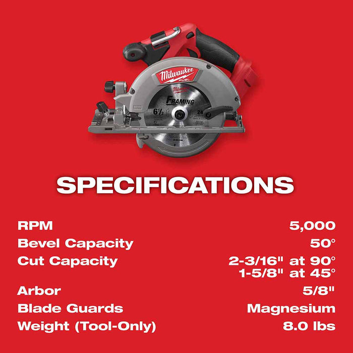 Milwaukee 2730-20 M18 FUEL 6-1/2" Circular Saw Tool Only - 9