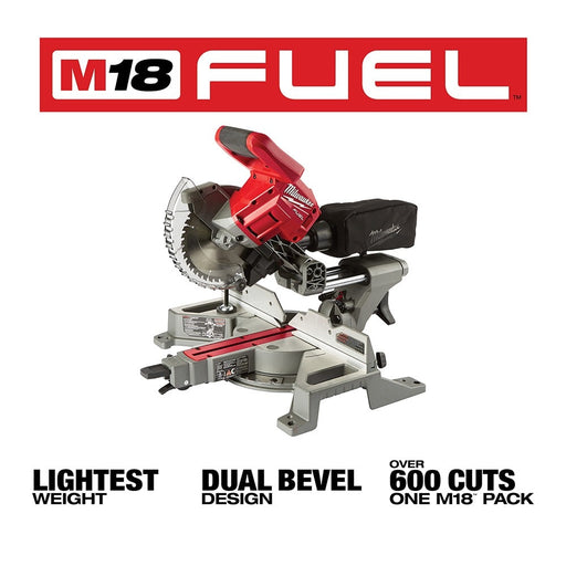 Milwaukee  2733-20 M18 FUEL 7-1/4" Dual Bevel Sliding Compound Miter Saw Bare Tool - 2