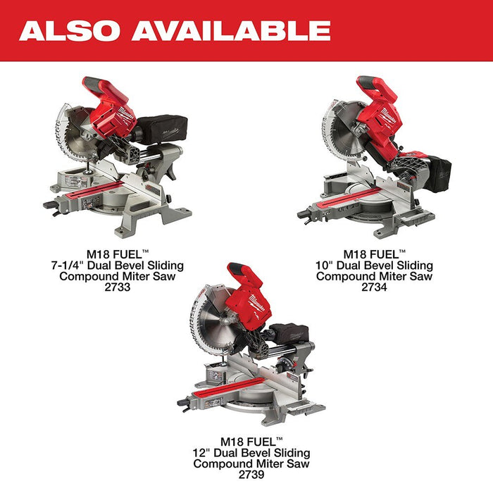 Milwaukee  2733-20 M18 FUEL 7-1/4" Dual Bevel Sliding Compound Miter Saw Bare Tool - 11