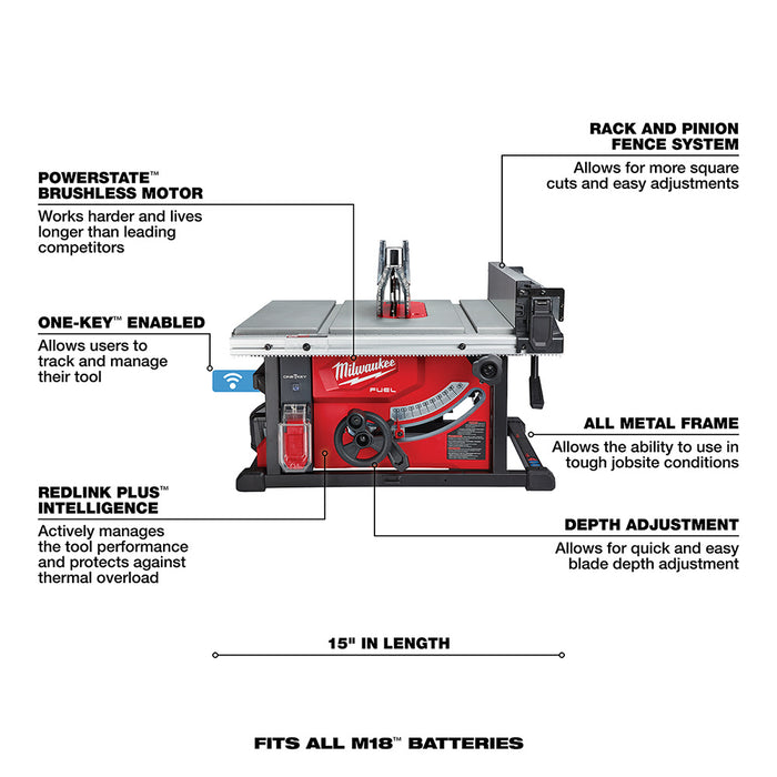 Milwaukee 2736-21HD M18 FUEL 8-1/4" Table Saw with One-Key Kit - 7