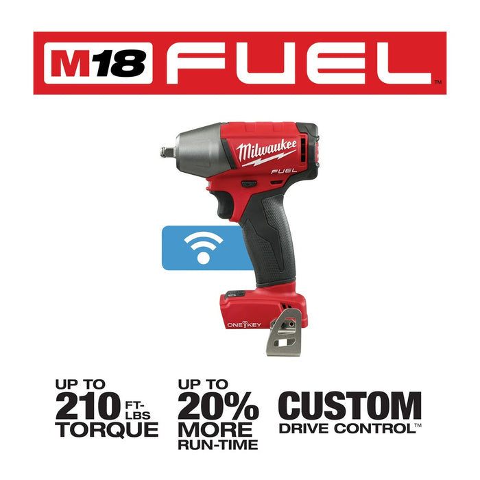 Milwaukee 2758-20 M18 FUEL 3/8" Compact Impact Wrench with Friction Ring with ONE-KEY (Bare) - 3