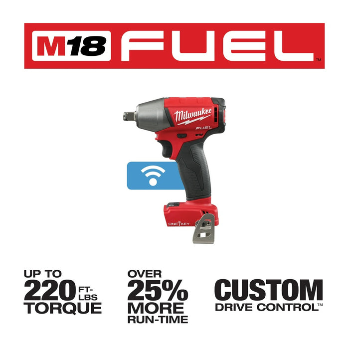 Milwaukee 2759B-20 M18 FUEL 1/2" Compact Impact Wrench with Friction Ring with ONE-KEY (Bare Tool) - 3