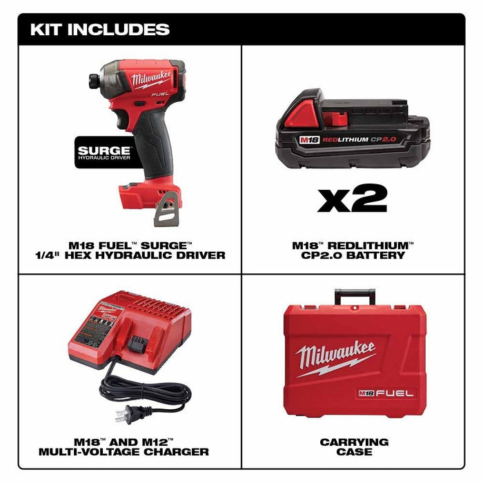 Milwaukee 2760-22CT M18 FUEL SURGE 1/4" Hex Hydraulic Driver Kit - 2