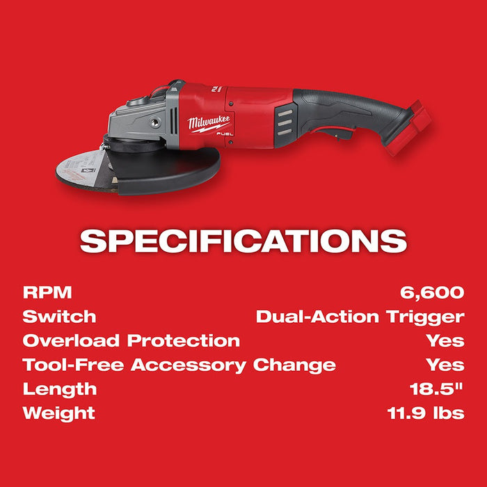 Milwaukee 2785-20 M18 FUEL 7" / 9" Large Angle Grinder - 8