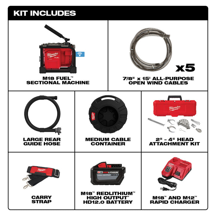 Milwaukee 2818A-21 M18 FUEL™ Sectional Machine 7/8" Kit - 3