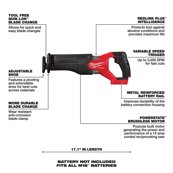 Milwaukee  2821-20 M18 FUEL™ SAWZALL® Recip Saw - 6