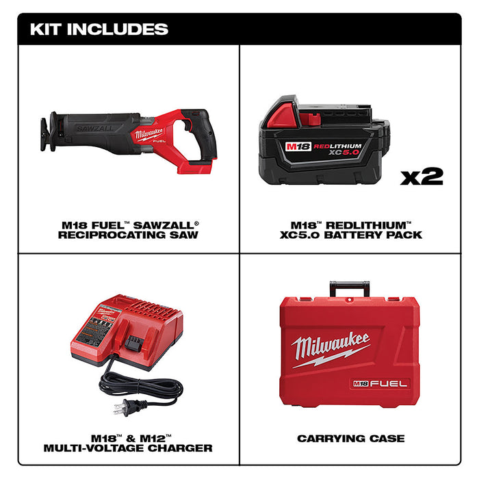 Milwaukee  2821-22 M18 FUEL™ SAWZALL® Recip Saw - 2 Battery XC5.0 Kit - 3