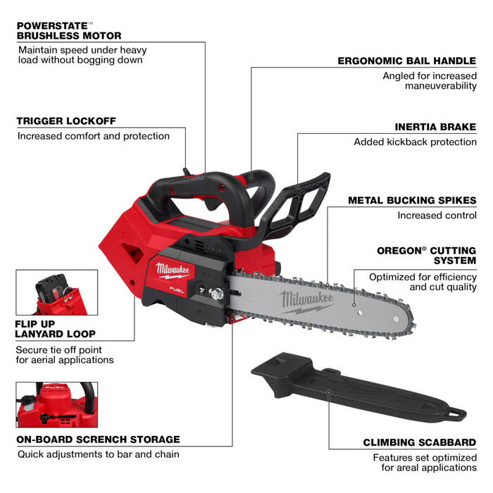 Milwaukee 2826-20C M18 FUEL 12" Top Handle Chainsaw - 3