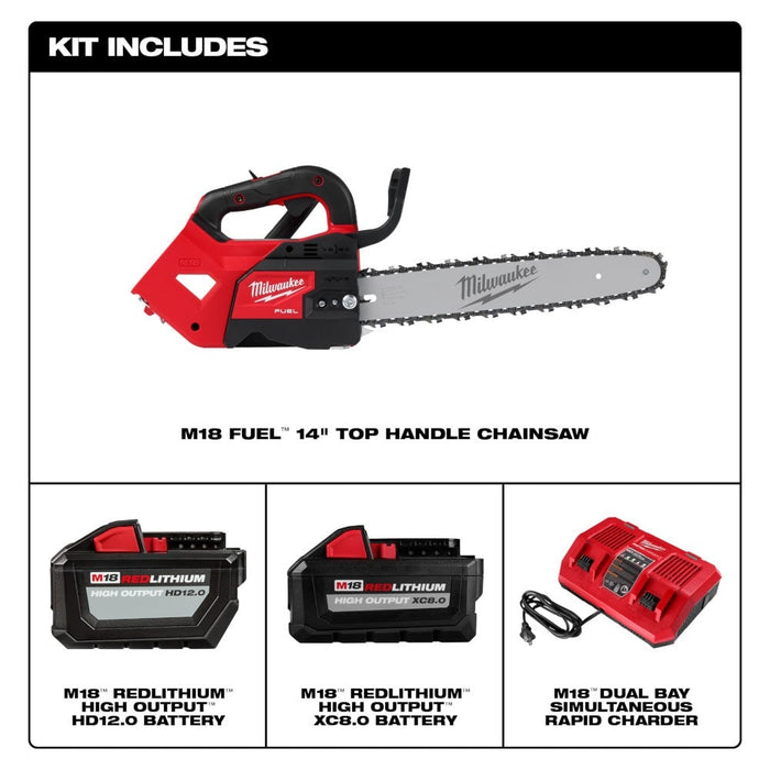 Milwaukee 2826-22T M18 FUEL 14" Top Handle Chainsaw 2 Battery Kit - 3