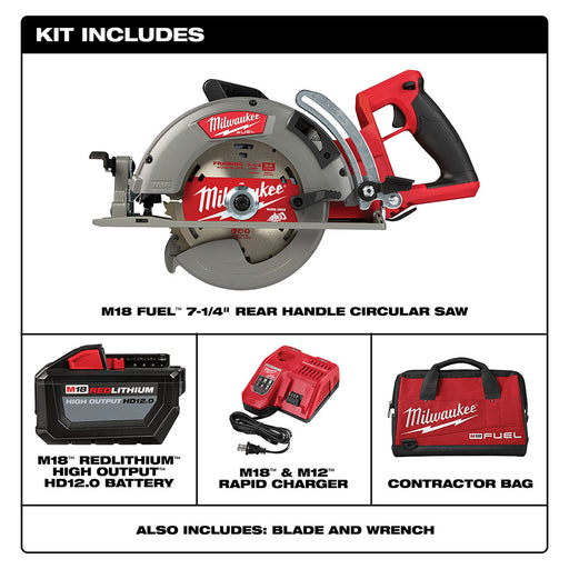 Milwaukee 2830-21HD M18 FUEL Rear Handle 7-1/4" Circular Saw Kit - 2