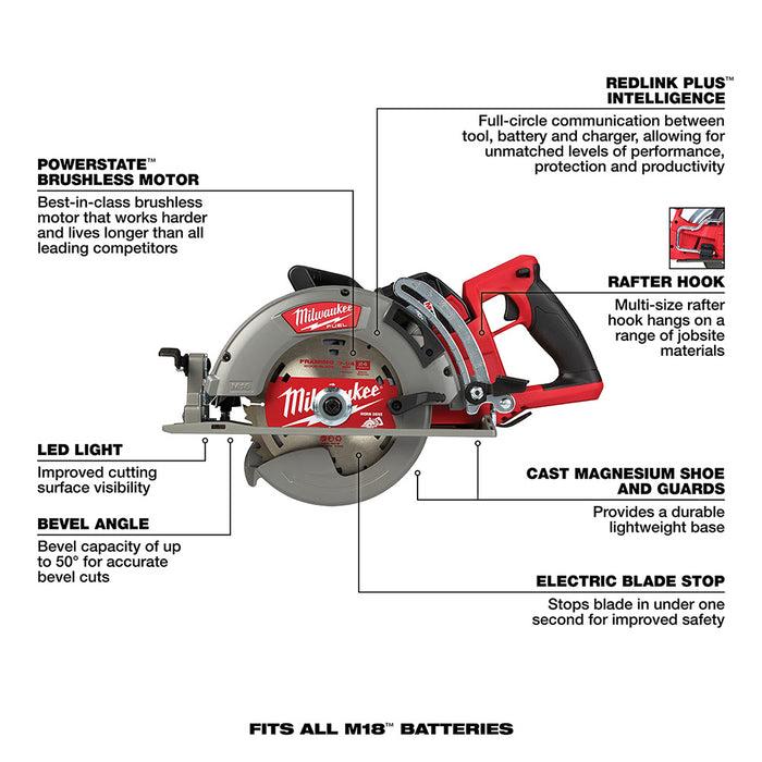 Milwaukee 2830-21HD M18 FUEL Rear Handle 7-1/4" Circular Saw Kit - 7