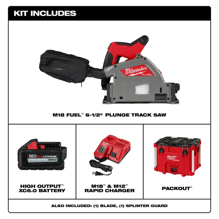 Milwaukee 2831-21 M18 FUEL 6-1/2" Plunge Track Saw Kit - 2