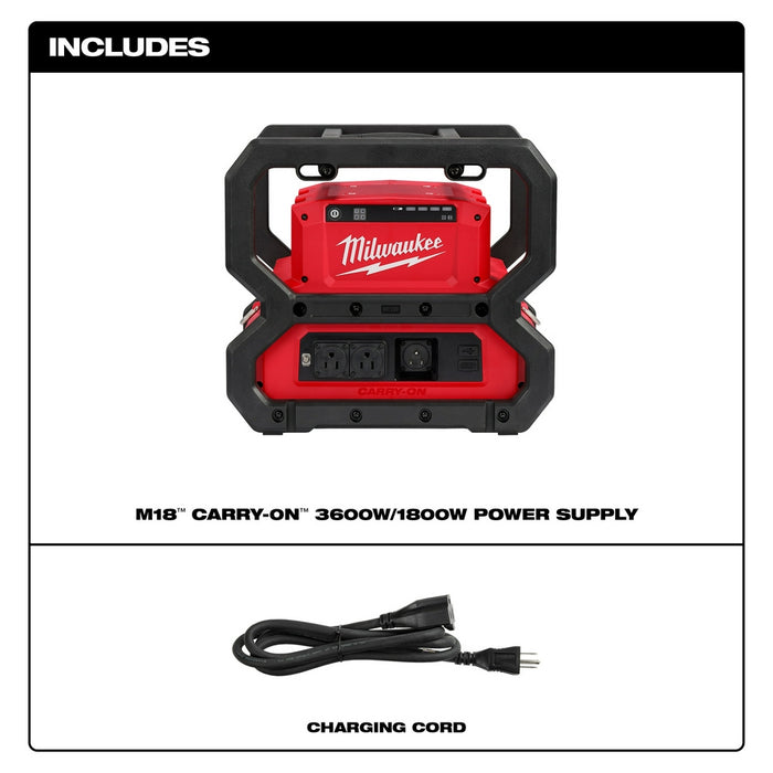 Milwaukee 2845-20 M18 CARRY-ON 3600W/1800W Power Supply - 2