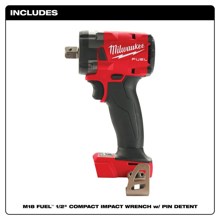 Milwaukee  2855P-20  "M18 FUEL™ 1/2 " Compact Impact Wrench w/ Pin Detent Bare Tool " - 2