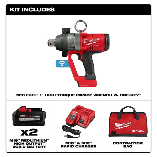 Milwaukee 2867-22 M18 FUEL 1" HTIW w/ ONE-KEY Kit w/ (2) 8.0Ah Batteries - 2