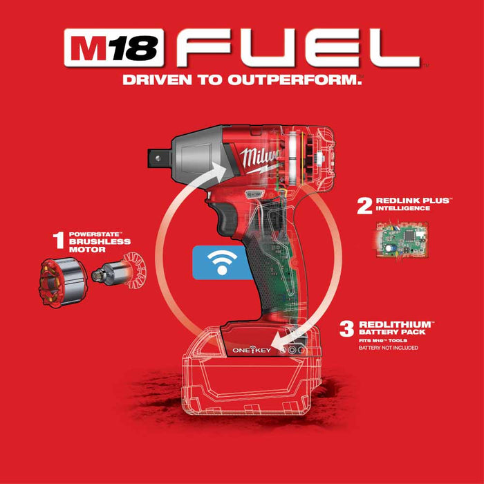 Milwaukee 2869-20 M18 FUEL 1 in. D-Handle Ext Anvil High Torque Impact Wrench w/ ONE-KEY - 7