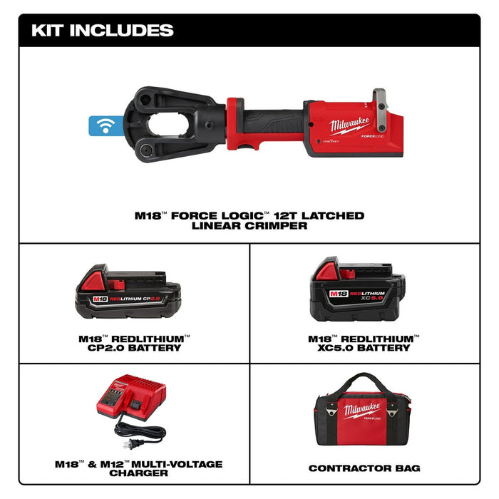 Milwaukee 2878-22 M18 FORCE LOGIC 12T Latched Linear Crimper - 2